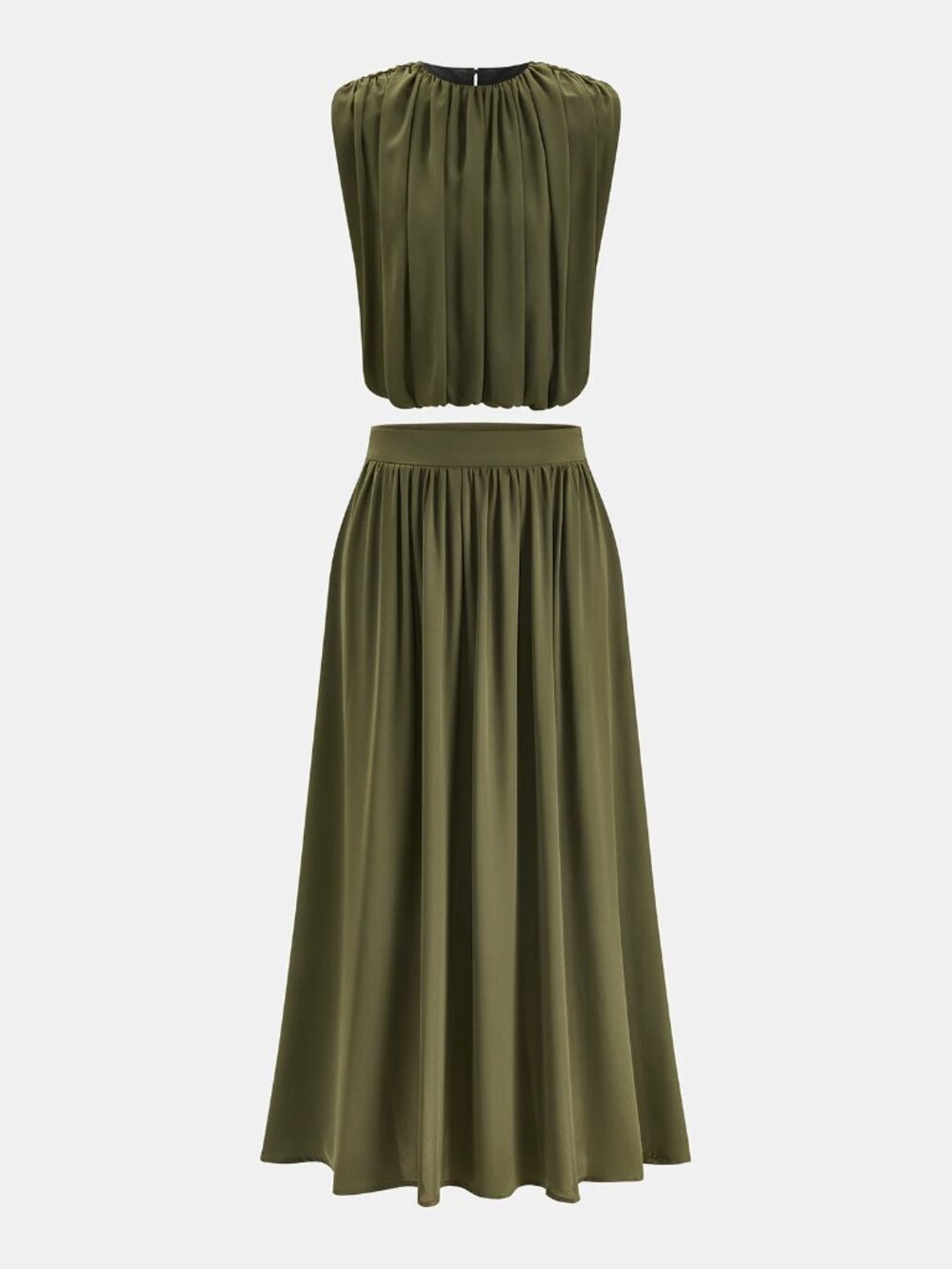 Commense  Sleeveless Pleated Top & Skirt Set - XL